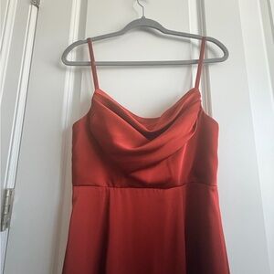 Elegant Burnt Orange Satin Dress